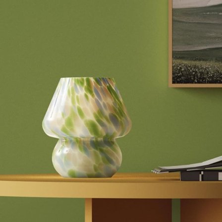 Bordlampe Svampe Design, Glas Sengelampe Natlampe til Soveværelse Stue Moderne Indretning_TF_TF