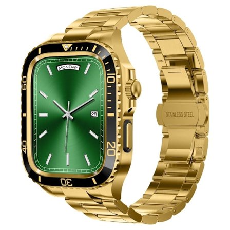 Apple Watch Series 9 / 8 / 7 45mm Klockarmband med Skal - Guld