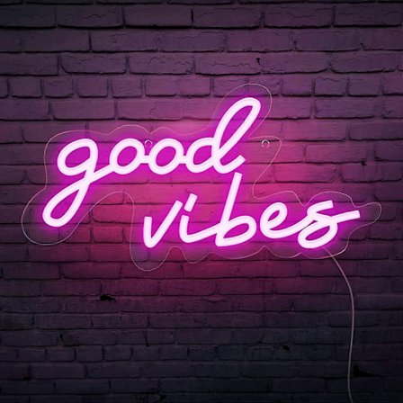 Good Vibes neon-skylt Drivs med USB med Dimmer, Rosa LED neon-skyltar