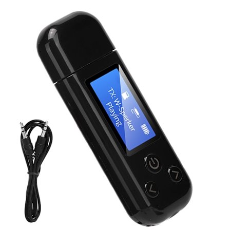 USB Bluetooth 5.0 Adapter Bluetooth Audio Mottaker Sender med LCD-Skjerm 3.5mm AUX Svart