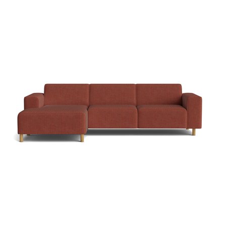 Seam Chaiselongue-Sofa, links, Lincoln Kupfer, Cord-Optik, modernes Design, gemütliche Sitzfläche, hochwertiges Ecksofa für Wohnzimmer, 78cm