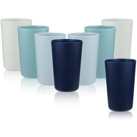 450 ml ubrydelige plastikglas, 8-pak, letvægt, BPA-fri, miljøvenlige, genanvendelig plast, tåler opvaskemaskine og mikroovn