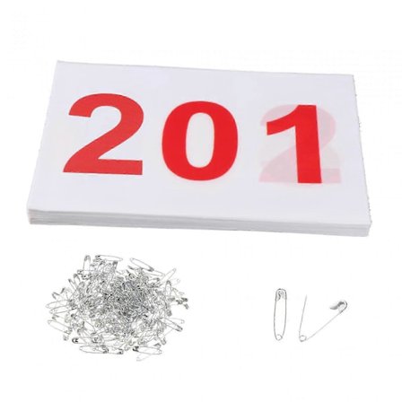 100 kpl juoksunumeroita, kilpailunumerot, urheilijanumerot 001–100