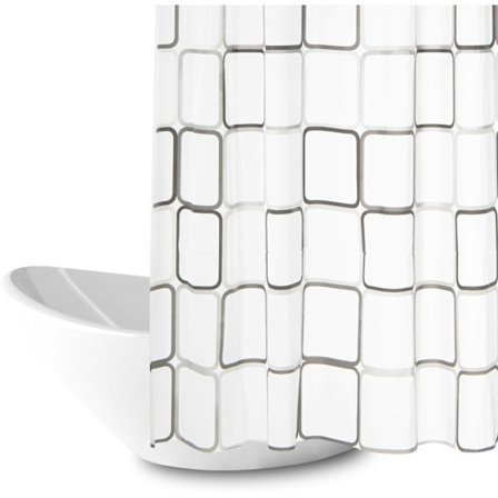 Duschdraperi Mögelsäker Vattentät 180x200cm Tvättbart antibakteriellt tyg Polyester Badkarsdraperi med 12 duschdraperiringar Vit