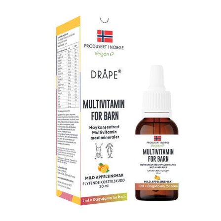 Dråpe multivitamin barn appelsin 30 ml