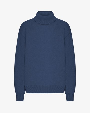 Merino Wool Turtleneck - Petrol Blue