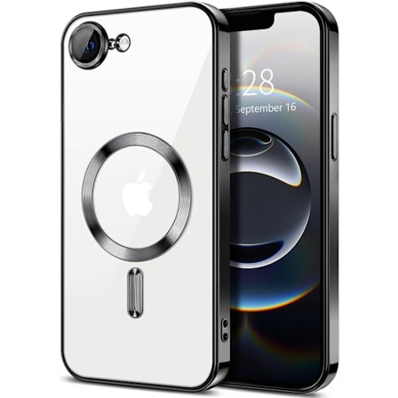 iPhone 16e Cover – Metallic Cover med Magnetisk Kompatibilitet, Slankt Design - Sort