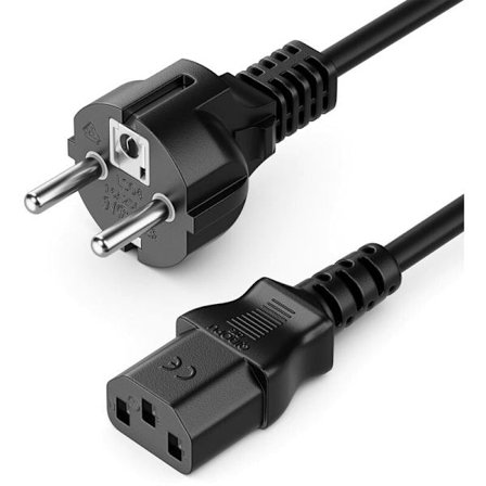 1,5 m netledning med beskyttelseskontakt type F (CEE 7/4) til koldt stik C13-stik til pc, computerskærm, printer