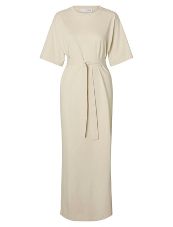 Slfessential Ss Pocket Ankle Dress Noos Cream Selected