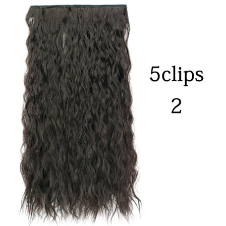 Syntetisk 22 32 tum 5 Clips Hårförlängning Värmebeständig falska hårstycken Långa vågiga frisyrer Clip In Hair Extensions