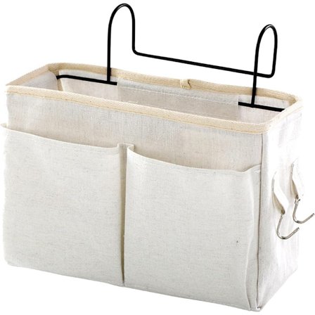 Sängorganisatör med förvaringsfack och krokar - Universal hängande modell för säng eller soffa - Beige
