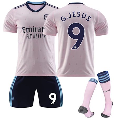 22-23 Arsenal 2 udebanesæt pink Nr. 9 Jesus trøje 8 Erdgau 19 Pepe fodbolduniform sæt NO.9 G.JESUS