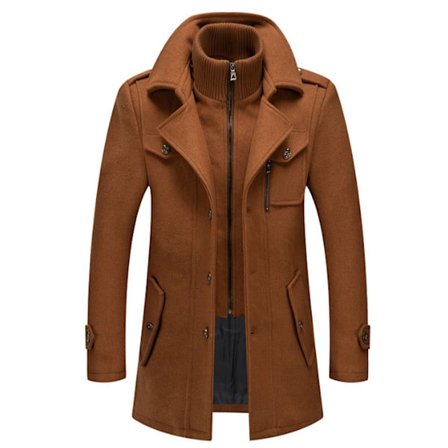 Trenchcoat, vinterjacka i ullmix för män brun M