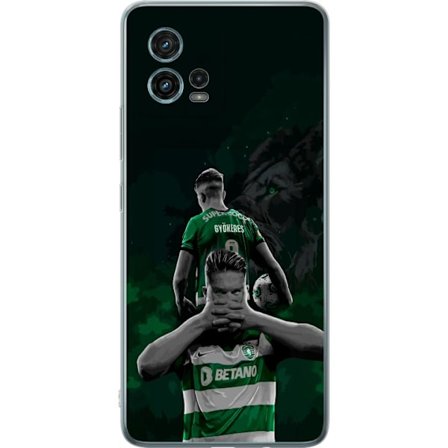 Yhteensopiva Puhelinkuori Motorola Moto G72 Neonmotiivi, jossa teksti "Gaming is in my DNA" sinisenä ja punaisena tiiliseinällä, jossa loistava DNA-sp