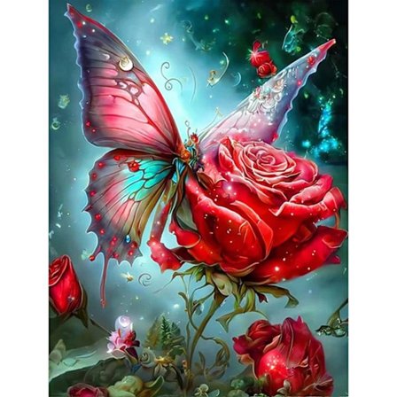 5D Butterfly Diamond Painting 30x40 cm, DIY Rose Painting Broderi Diamond Painting Comp