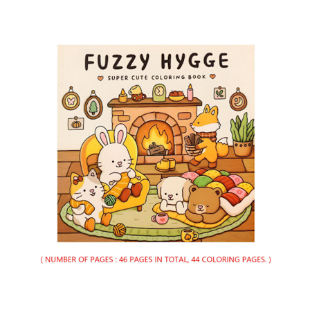 Fuzzy Hygge Malebog for Voksne og Teenagere med Supersøde Dyrekarakterer med Simple og Lette Mønstre til Afslapning Pocket