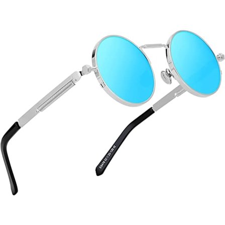 Silver Frame Ice Blue Sheets Non-Polarized Oval Solglasögon för Kvinnor