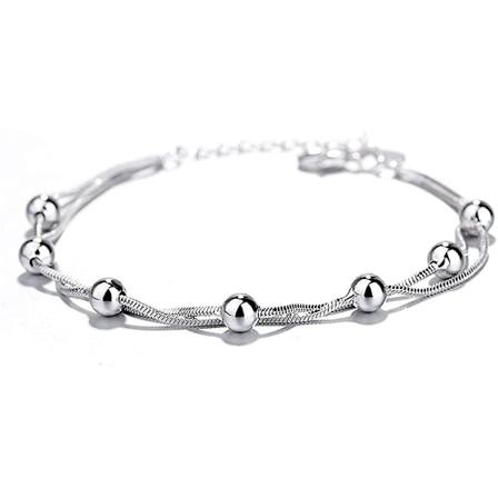 925 Sterling Sølv Armbånd For Kvinner Tenåringsjenter, Kjærlighet Hjerte Charm Kjede Armbånd Bangel Mote Smykker Gaver - -