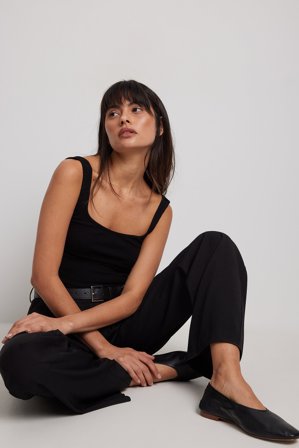 NA-KD Basic Squared Neck Singlet - Basic toppe - Sort - XS