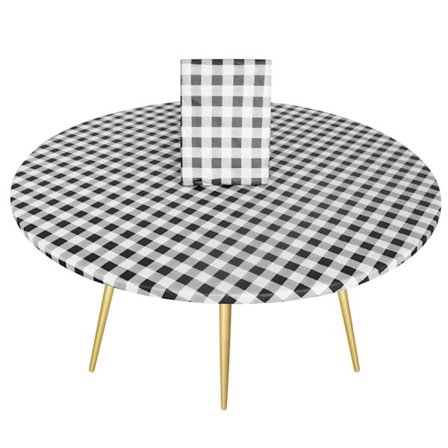 1 st PVC vaxduk utomhus rund bordsduk rutig tryckning