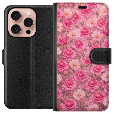 Kompatibel Tegnebogsetui til Apple iPhone 16 Pro Petal Reverie Blush Rose