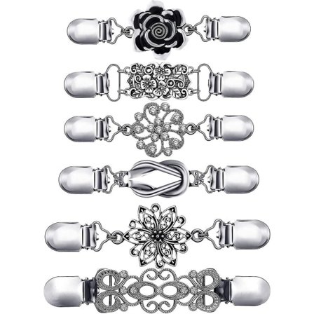 6 stk vintage skjortekjole cardigan clips, taljeclips til kvinder, trøje sjal broche jakke clips til tøj