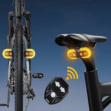 Cykel Blinklys Med Trådløs Fjernbetjening, To-delt Baglygte Med Indikator, USB Genopladelig_Speciel Gave