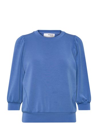 Slftenny 3/4 Sweat Top Noos Blue Selected