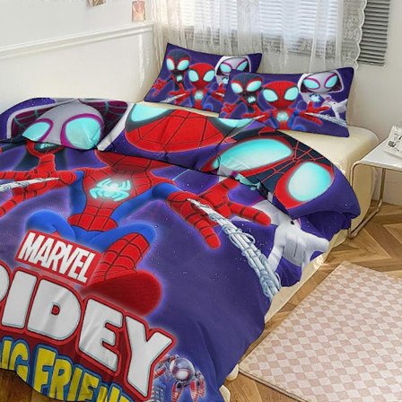 Bh425 Spiderman Spidey Och Hans Fantastiska Vänner Sängkläder Set för Barn Män Kvinnor Full Storlek Täcke Set 3st Täcke Set 1 Täcke Överdrag Och 2 
