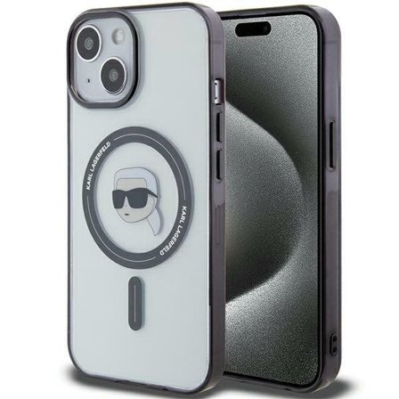 Karl Lagerfeld KLHMP15MHKHNOTK iPhone 15 Plus 6.7" Transparent Hardcase IML Karl's Head MagSafe