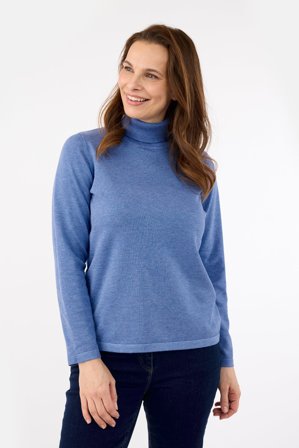 SIGNATURE - Langærmet Strik - Blå - Rullekrave