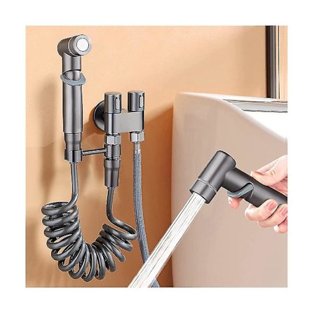 1-i-2-ut dobbel kontrollventil Mini multifunksjonskran Mini dusjtrykk Baderomskransett for bidet og dusj-c