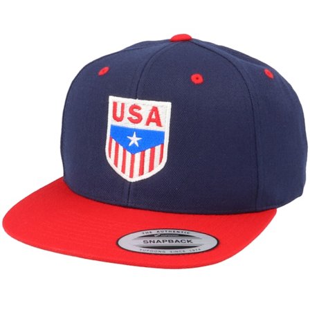Iconic - Blå snapback Kasket - USA Badge Navy/Red Snapback @ Hatstore