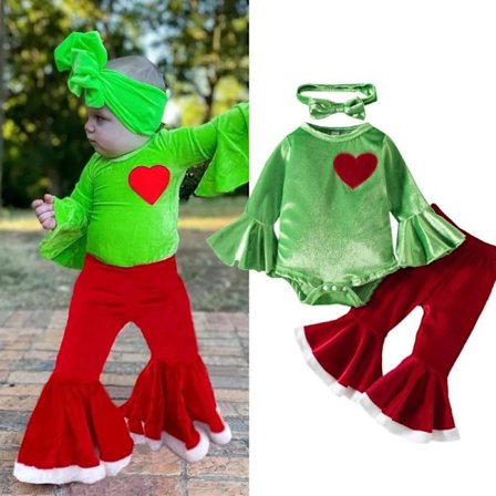 Nyfödda Babyflickor Juldräkter Långärmad Helkroppsoverall Sammet