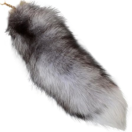 Falsk rævehale, 40 cm dyrehale, fluffy falsk pels hale, realistisk rævehale, nøglering, pungdekoration rævehale, rollespil, sølv