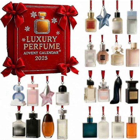 25-26 Luksus Parfume Julekalender 2025, 24 Dages Jule Nedtællingskalender med 24 Parfumer Jule 2D Akryl Ornamenter, Premium Hol[YJD]