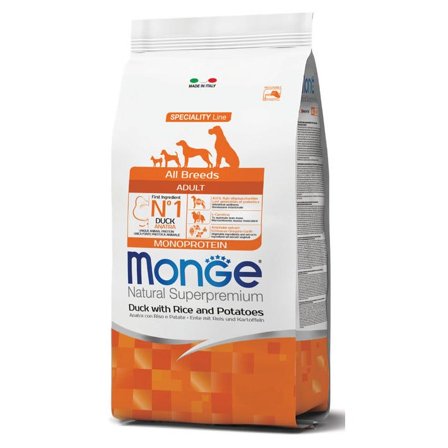 Monge Anatra Riso E Patate Cibo Secco Per Cani Adulti Sacco 2,5