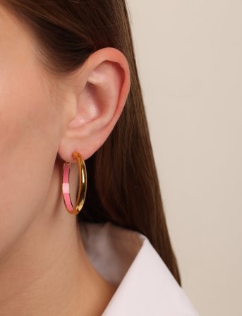 Design Letters Rainbow Hoops 4Mm Gold Plated - Pink - 4 MM