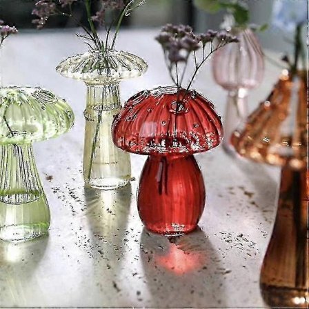 Delikata Svamp Glas Vasar Färgade Fina Glas Vas Svamp Blomma Vas Svamp Dekor
