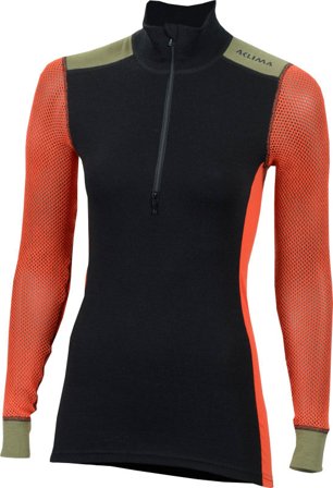 Aclima WoolNet Hybrid Mock Neck Woman Women base layer tops Black M