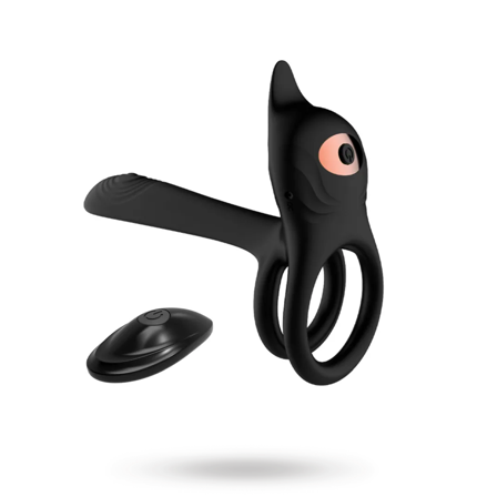 Double Vibrating 10 Functions Ring With Remote - Vuxen.dk: For ham