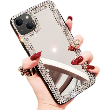 iPhone 13 Skal 3D Glitter Sparkle Bling Spejl Case Luksuriøs Skinnende Krystal Rhinestone Diamant Bumper Transparent Beskyttende Skal Cover til 