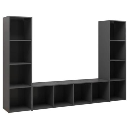Vidaxl Tv-skåp 3 Delar Grå 142,5x35x36,5 Cm Konstruerat Trä Grå