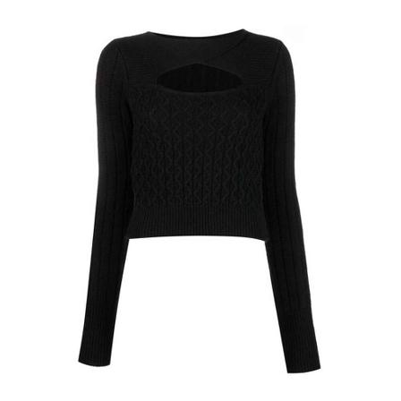 Pinko Cut-out Knitted Jumper Sort, Dame Striktrøjer