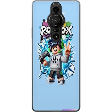 Kompatibelt Mobilskal till Sony Sony Xperia Pro-I Färgstark Roblox-karaktär med handkontroll och energifylld splash art design, perfekt för barnrum