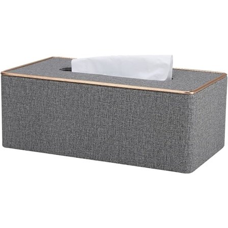 1 stk. Tissue Box Cover Lær Rektangel Tissue Box Holder for Hjem eller Kontor Grå