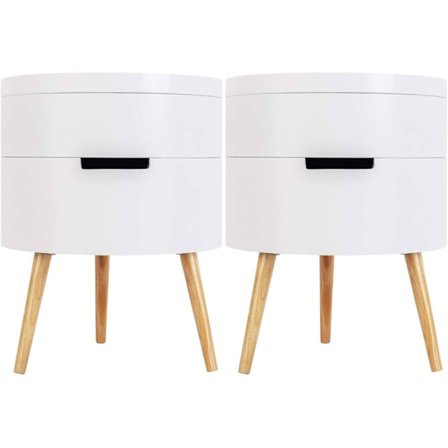 Rootz Scandinavian pyöreä yöpöytä - Yöpöytä - Säilytyspöytä - Runsaasti säilytystilaa - Tyylikäs muotoilu - Kestävä rakenne - 38 cm x 49 cm x 38 cm