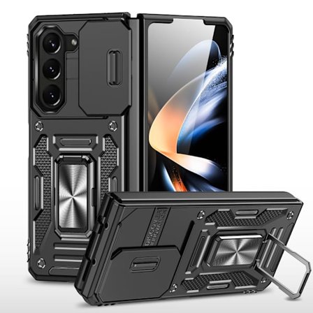 SKALO Samsung Z Fold6 Armor Hybrid Metallring Kameraslider - Svart