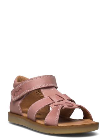 Open Toe Closed Heel Sandal Pink Pom Pom