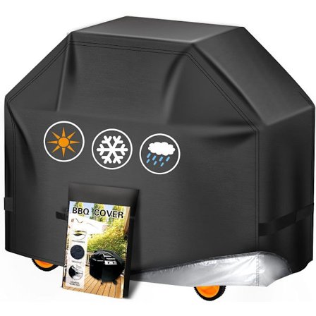 BBQ-trekk, 58-tommers grilltrekk, 420D Oxford-duk, 145x61x117 cm, med elastisk borrelås og justerbar snor, vanntett BBQ-trekk, svart